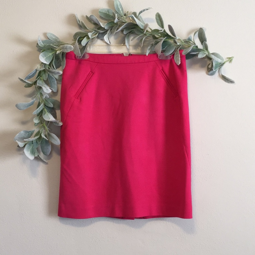 Loft hot pink pencil skirt 4 Petite